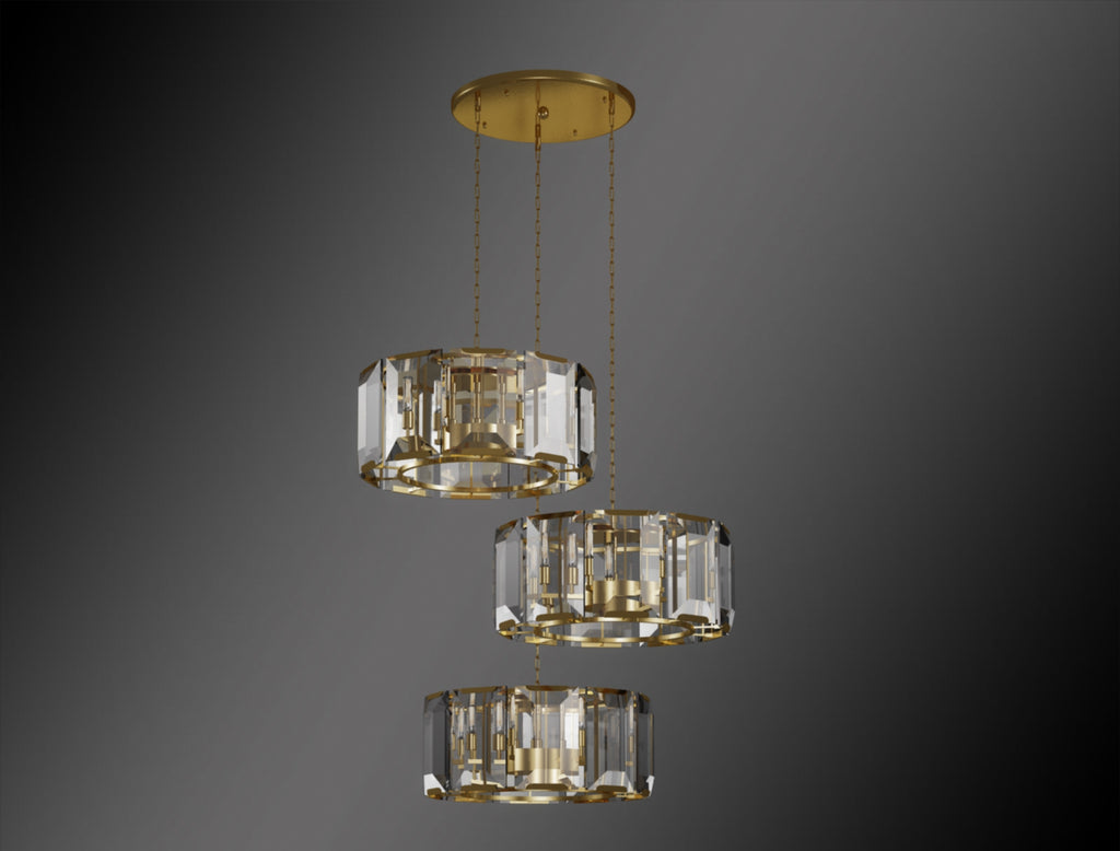 Luxe 3 Tier Crystal Chandelier Collection Vintage Rustic Lighting W 19" H 52" - G7-CG/4600/4+4+4/ROUND