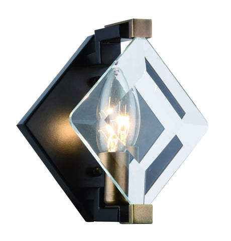 ZC121-4000W6FB - Urban Classic: Endicott 1 Light Burnished Brass & Flat Black & Clear Glass Wall Sconce