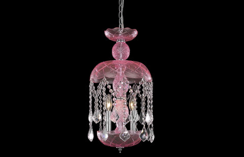 C121-7803D11PK/RC - Regency Lighting: Baroque 3 light Pink Pendant Rosaline (Pink) Royal Cut Crystal