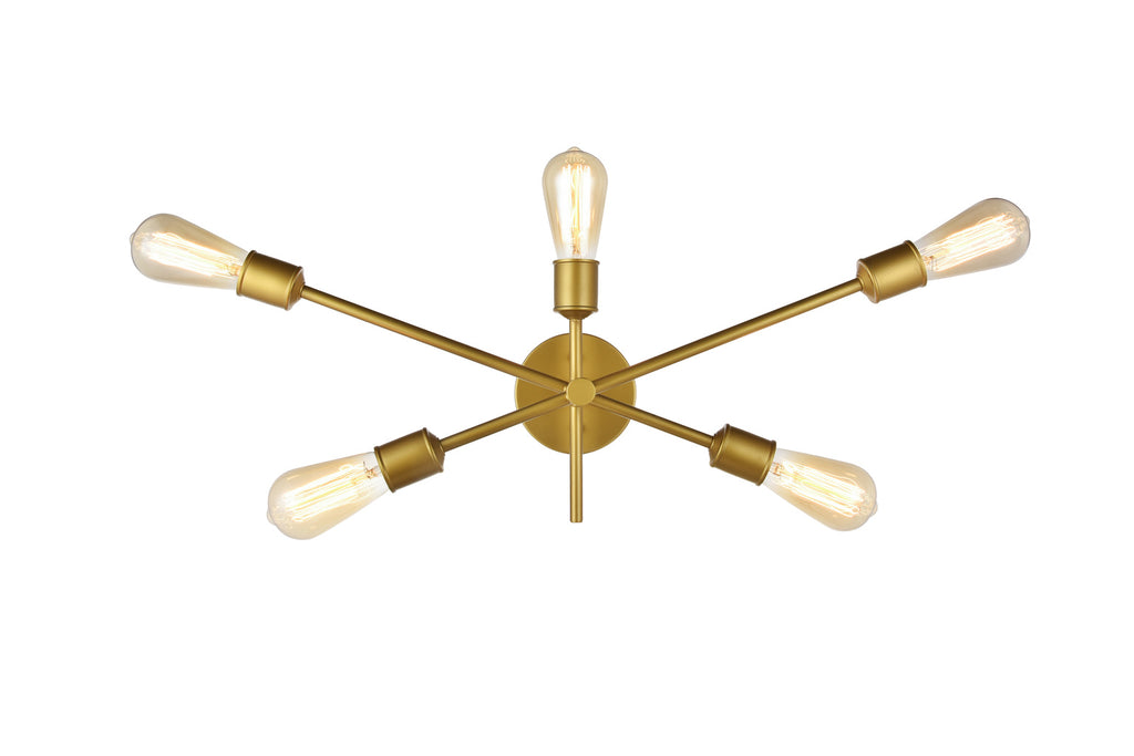 ZC121-LD8022W24BR - Living District: Axel 5 Lights Brass Wall Sconce