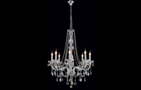 ZC121-V7858D28C-GT/RC - Regency Lighting: Verona 8 light Chrome Chandelier Golden Teak (Smoky) Royal Cut Crystal