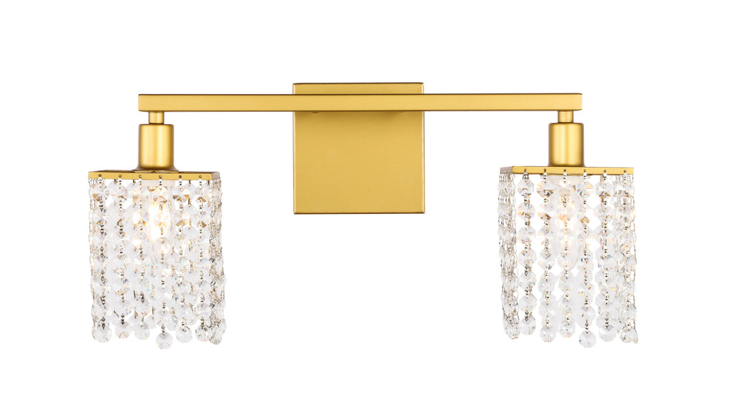 ZC121-LD7008BR - Living District: Phineas 2 light Brass and Clear Crystals wall sconce