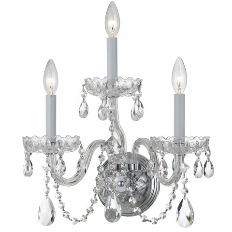 3 Light Polished Chrome Crystal Sconce Draped In Clear Spectra Crystal - C193-1033-CH-CL-SAQ