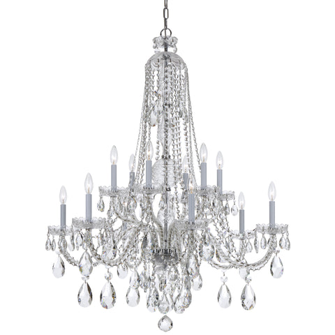 12 Light Polished Chrome Crystal Chandelier Draped In Clear Spectra Crystal - C193-1112-CH-CL-SAQ