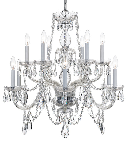 12 Light Polished Chrome Crystal Chandelier Draped In Clear Italian Crystal - C193-1135-CH-CL-I