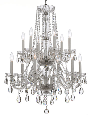 12 Light Polished Chrome Crystal Chandelier Draped In Clear Spectra Crystal - C193-1137-CH-CL-SAQ