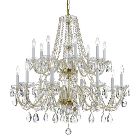 8 Light Polished Brass Crystal Chandelier Draped In Clear Swarovski Strass Crystal - C193-1139-PB-CL-S