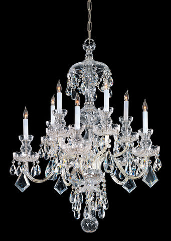 10 Light Polished Brass Crystal Chandelier Draped In Clear Spectra Crystal - C193-1140-PB-CL-SAQ