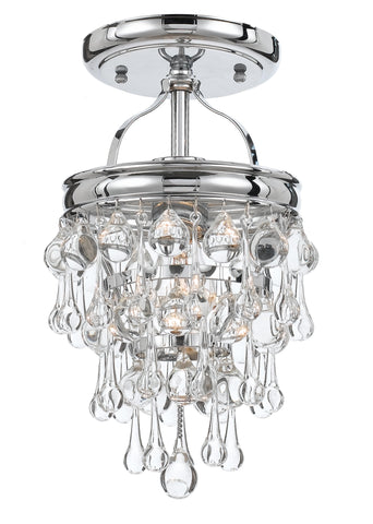 1 Light Polished Chrome Transitional Ceiling Mount Draped In Clear Glass Drops - C193-131-CH_CEILING