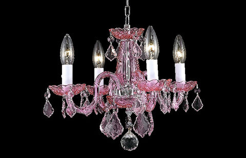 C121-7804D15PK-RO/RC - Regency Lighting: Baroque 4 light Pink Pendant Rosaline (Pink) Royal Cut Crystal