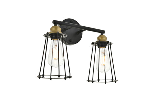 ZC121-LD4047W15BRB - Living District: Auspice 2 light brass and black Wall Sconce