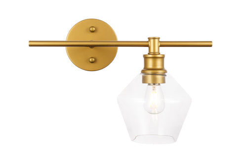 ZC121-LD2300BR - Living District: Gene 1 light Brass and Clear glass right Wall sconce