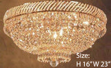 French Empire Crystal Flush Basket Chandelier W/Swarovski Crystal H 16" W 23" - G93-Flush/Cg/448/9Sw