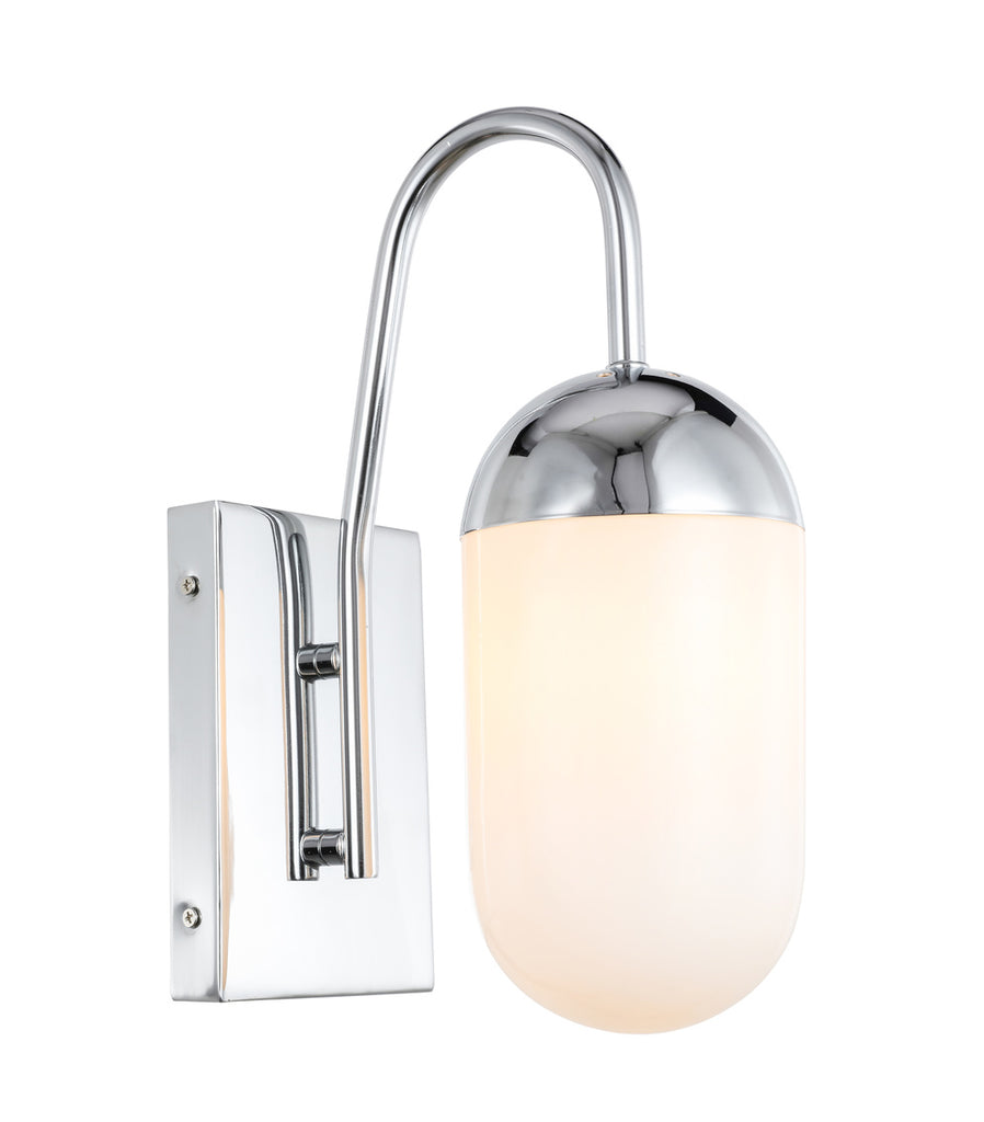ZC121-LD6171C - Living District: Kace 1 light Chrome and frosted white glass wall sconce