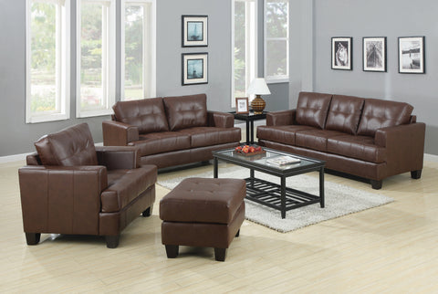 Set of 3 - Samuel Tufted Sofa + Loveseat + Chair Dark Brown - D300-10023