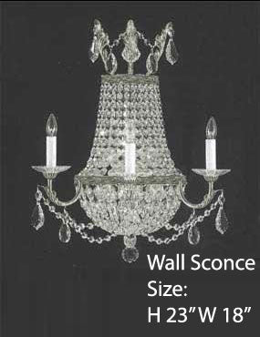Swarovski Crystal Trimmed Wall Sconce Empire Crystal Wall Sconce Lighting W18" H23" D10" - A81-CS/1/8/Wallsconce/Sw