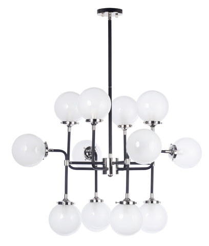 Atom 12-Light Pendant Lamp Black and Polished Nickel - C157-24727WTBKPN