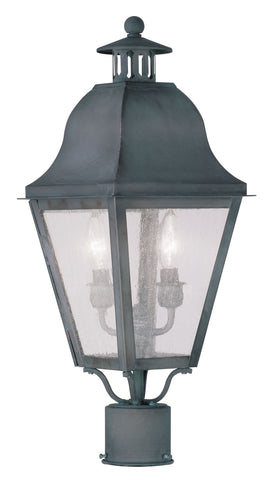 Livex Amwell 2 Light Charcoal Outdoor Post Lantern - C185-2552-61