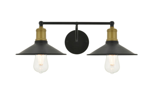 ZC121-LD4033W21BRB - Living District: Etude  2 light brass and black Wall Sconce