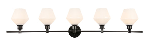 ZC121-LD2325BK - Living District: Gene 5 light Black and Frosted white glass Wall sconce