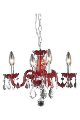 C121-7804D15RD/RC - Regency Lighting: Baroque 4 light Red Pendant Bordeaux (Red) Royal Cut Crystal