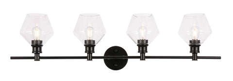 ZC121-LD2320BK - Living District: Gene 4 light Black and Clear glass Wall sconce