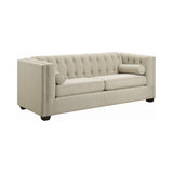Set of 3 - Cairns Tuxedo Arm Tufted Sofa +Loveseat + Chair Oatmeal - D300-10045