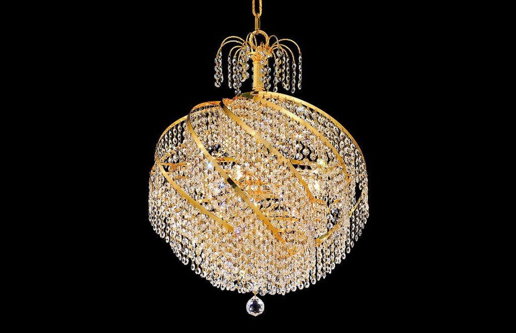 C121-8052D22G/RC - Regency Lighting: Spiral 10 light Gold Chandelier Clear Royal Cut Crystal
