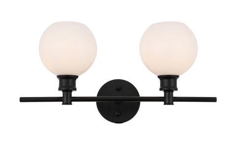 ZC121-LD2315BK - Living District: Collier 2 light Black and Frosted white glass Wall sconce