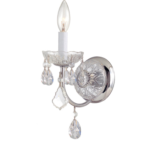 1 Light Polished Chrome Crystal Sconce Draped In Clear Swarovski Strass Crystal - C193-3221-CH-CL-S