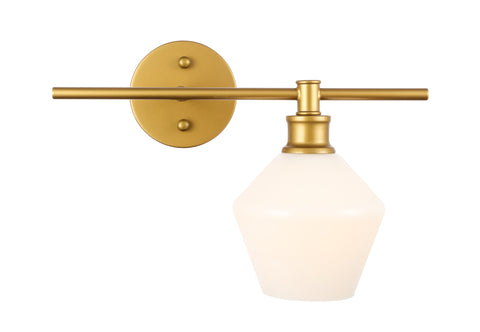 ZC121-LD2301BR - Living District: Gene 1 light Brass and Frosted white glass right Wall sconce