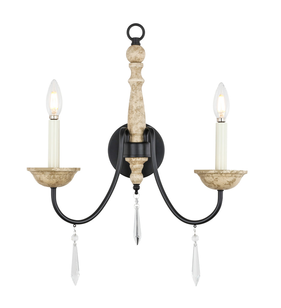 ZC121-LD6101W17WD - Living District: Porter 2 light Weathered Dove
and Black wall sconce