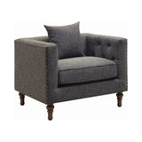 Set of 2 - Ellery Tuxedo Arm Tufted Sofa + Chair Grey - D300-10061