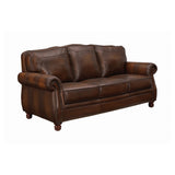 Set of 3 - Montbrook Rolled Arm Sofa + Loveseat + Chair Hand Rubbed Brown - D300-10021