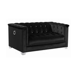 Set of 3 - Chaviano Tuxedo Arm Sofa + Loveseat + Chair Black - D300-10059