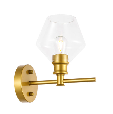 ZC121-LD2308BR - Living District: Gene 1 light Brass and Clear glass Wall sconce