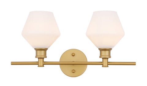 ZC121-LD2313BR - Living District: Gene 2 light Brass and Frosted white glass Wall sconce
