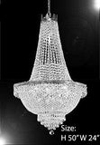 Set of 3-1 French Empire Crystal Chandelier Lighting H50 X W24 & 1 French Empire Crystal Chandelier Lighting H30 X W24 and French Empire Crystal Semi Flush Basket Chandelier Chandeliers Lighting H18 - C7/CS/870/9+CS/870/9+ FLUSH/CS/870/9