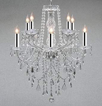 Swarovski Crystal Trimmed Chandelier! Chandelier Lighting Crystal Chandeliers with Chrome Sleeves! - G46-B43/B13/1122/5+5 SW