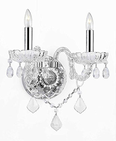 Murano Venetian Style Crystal Wall Sconces Lighting With Chrome Sleeves H10" W10" - G46-B43/2/386