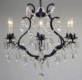 Set of 2-1 Wrought Iron Crystal Chandelier Lighting Chandeliers H30 x W28 and 1 Wrought Iron Cyrstal Chandelier Lighting H 19" W 20" - Great for Bedroom, Kitchen, Dining Room, Living Room, and More! - 1EA 3034/8+4 + 1EA 3530/6