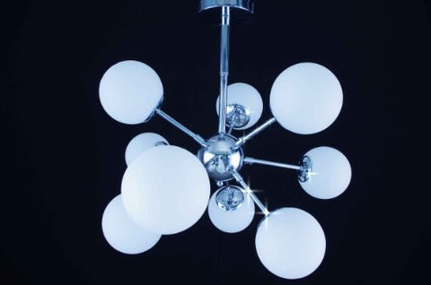 White Glass Pendant Chrome Chandelier - G7-963/9