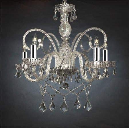 Swarovski Crystal Trimmed Chandelier! New! Authentic All Crystal Chandelier W/Swarovski Crystal Chandeliers w/Chrome Sleeves! H25" X W24" - A46-B43/386/5SW