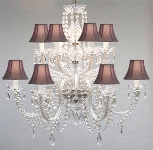 Murano Venetian Style All-Crystal Chandelier With Black Shades - F46-Sc/385/6+6/Black