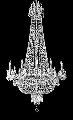 Swarovski Crystal Trimmed French Empire Silver Crystal Chandelier Lighting W 25" H52" 12 Lights - Great for The Dining Room, Foyer, Entry Way, Living Room - A93-C7/CS/1280/8+4SW