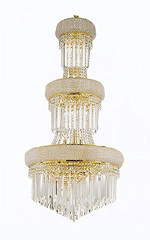 French Empire Empress Crystal (Tm) Chandelier Optical-Quality Fringe Prisms H50" X W30" - Perfect For An Entryway Or Foyer - F93-B40/Cg/541/24