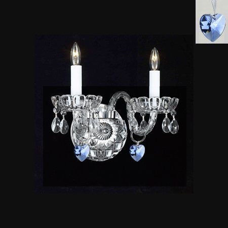 Swarovski Crystal Trimmed Chandelier Murano Venetian Style Crystal Wall Sconce Lighting With Blue Hearts - Perfect For Boys And Girls Bedroom - A46-B85/2/386Sw