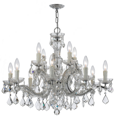 12 Light Polished Chrome Crystal Chandelier Draped In Clear Spectra Crystal - C193-4379-CH-CL-SAQ