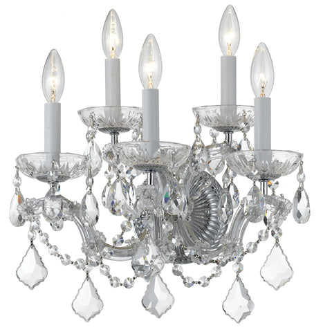 5 Light Polished Chrome Crystal Sconce Draped In Clear Spectra Crystal - C193-4404-CH-CL-SAQ