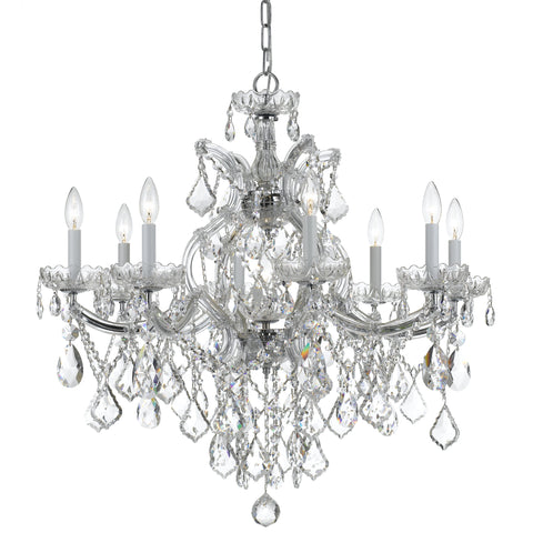 9 Light Polished Chrome Crystal Chandelier Draped In Clear Swarovski Strass Crystal - C193-4409-CH-CL-S